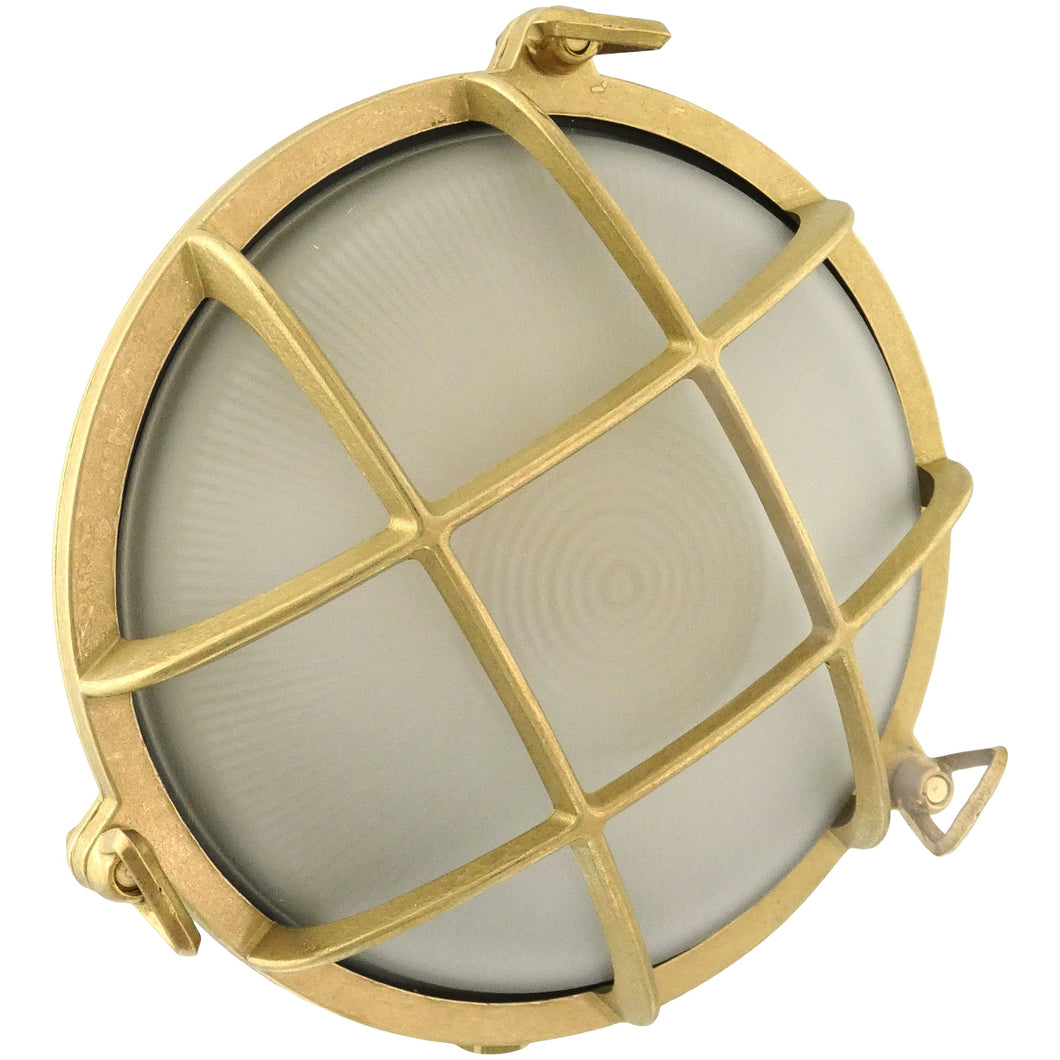 Rota Large Brass bulkhead Round outdoor waterproof light Nautical marine wall lamp - BrooTzo